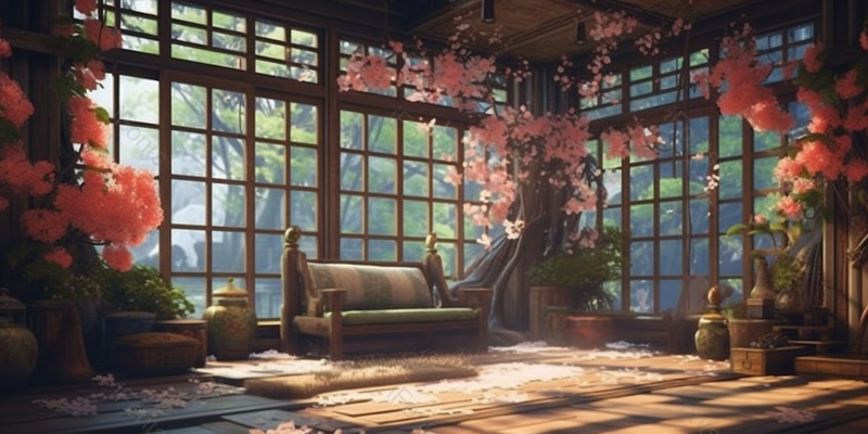 夏至时分室内鲜花绽放插图,插画/手绘图,插画/手绘图库,插画/手绘图下载,插画/手绘